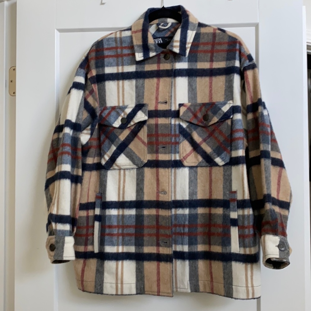 Zara Plaid Shirt Jacket